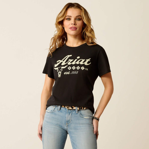 T-shirt Ariat Wild West Show Pour Femme – Taille 1X, Couleur Crème Et Rouge, Manches Courtes
