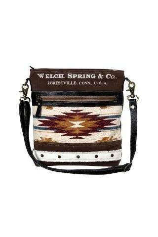 Myra Bag Western Leather & Canvas Shoulder Bag For Women - Upcycled Crossbody Bag, 10"W X 13"H - View #6