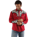 Scully Mens L/S Shirt P-634 - RD/WT/BL