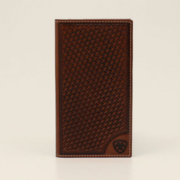 Ariat A3544408 Basket Weave Bi-Fold Wallet & Money Clip with Floral  Embossing