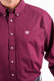 Cinch Mens Solid Burgundy Button Down Western Shirt MTW1104239